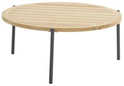 4 Seasons Outdoor Yoga salontafel antraciet met teak blad Ø 90 cm, 40 cm hoog * Sale *  Loungetafel    houtkleur weerbestendig