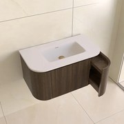 Lambini Designs Eleganza rond badmeubel 80cm dark walnut met ribbelfront en wastafel zonder kraangat