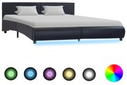 vidaXL Bedframe met LED kunstleer zwart 160x200 cm