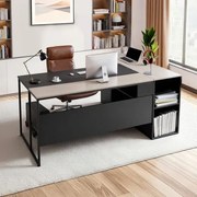 VEVOR L-vormig directiebureau, groot modern kantoorbureau met lades, opbergkast en CPU-standaard, houten bureau, draagvermogen 158,7 kg, computerbureau voor werk, studie en schrijven