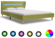 vidaXL Bedframe met LED stof groen 135x190 cm