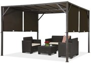 Metalen terraspergola Santorini 3 x 3 m bruin Garden Point