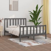 vidaXL Bedframe massief hout grijs 160x200 cm