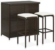 vidaXL 3-delige Barset poly rattan bruin