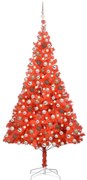 vidaXL Kunstkerstboom met LED's en kerstballen 210 cm PVC rood