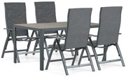 Tuinset 4 personen 160 cm Aluminium/textileen Grijs Hartman Sitges/Solare