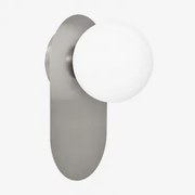 Badkamerwandlamp In Roestvrij Staal En Nacariel-glas Grijs – Chroom & ↑25 Cm - Sklum