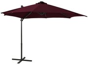 vidaXL Zweefparasol met paal en LED-verlichting 300 cm bordeauxrood