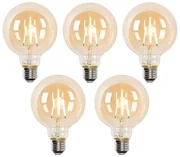 Set van 5 Smart E27 LED lamp G95 goud 4,9W 470 lm 1800-4000K