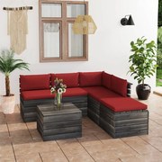 vidaXL 6-delige Loungeset met kussens pallet grenenhout