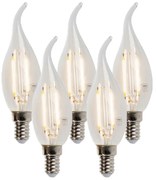 Set van 5 E14 dimbare LED filament tipkaars lampen 250lm 2700K