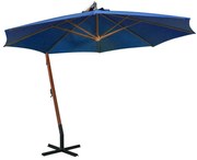 vidaXL Zweefparasol met paal 3,5x2,9 m massief vurenhout azuurblauw