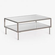 Rechthoekige Salontafel Van Staal En Glas Paoline Grijs – Chroom - Sklum
