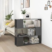 vidaXL Boekenkast/kamerscherm 100x24x94 cm hoogglans grijs