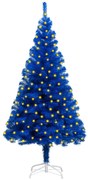 vidaXL Kunstkerstboom met LED's en standaard 150 cm PVC blauw