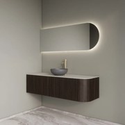 Gliss Design Alluro badmeubel ribbelfront met ronding rechts 140cm ebony en wit marmer toppaneel