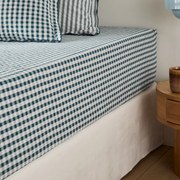 Hoeslaken katoen seersucker 30 cm, Cottage bleu