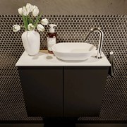 Mondiaz Fowy toiletmeubel 60cm urban met witte waskom rechts en kraangat