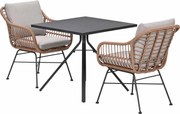 Garden Impressions Lucas tuinset bruin 3-delig - Rimini tuintafel 80x80 cm
