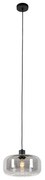 Art deco hanglamp zwart met smoke glas - Bizle
