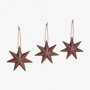 Set Van 3 Kerstversieringen In Mdf Perg Rode Ceder & 10 X 10 Cm - Sklum