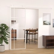 vidaXL Schuifdeur 76x205 cm ESG-glas en aluminium wit