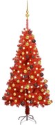 vidaXL Kunstkerstboom met LED's en kerstballen 120 cm PVC rood