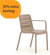 + 10% kassakorting | Dining tuinstoel | Forza Narni | Kunststof | Taupe | Stapelbaar | Kees Smit Tuinmeubelen