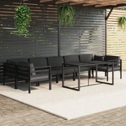 vidaXL 8-delige Loungeset met kussens aluminium antracietkleurig