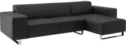 Goossens Excellent Bank Design@home Met Chaise Longue zwart, leer, 2,5-zits, modern design met chaise longue rechts