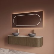 Gliss Design Alluro badmeubel ribbelfront met ronding links/rechts 160cm ash grey en wit marmer toppaneel