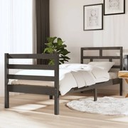 vidaXL Bedframe massief hout grijs 75x190 cm 2FT6 small single