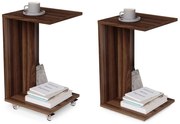 HUGO Walnoot California - BIJZETTAFEL 2in1 OP WIELEN/POTEN - MOBIELE BIJZETTAFEL VOOR WOONKAMER/SLAAPKAMER/KINDERKAMER
