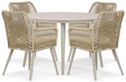 Tuinset Ronde Tuintafel 4 personen 120 cm Aluminium/rope Taupe  Coco Vedra/Vienna