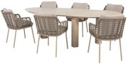 Taste by 4 Seasons Puglia tuinset latte met Denia tafel met geprint keramisch blad 240 cm SALE Tuinset taupe weerbestendig