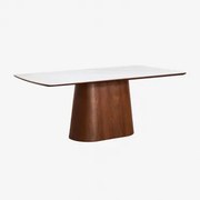 Rechthoekige Houten Eettafel (200x100 Cm) Aura Keramiek & Walnootfineer - Sklum