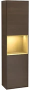 Villeroy & Boch Finion Hoge kast - met verlichting - 2 deuren - 418 x 1516 x 270 mm - Walnut Veneer / Gold Matt Lacquer f460hfgn