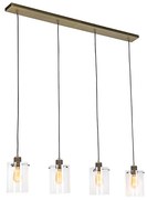 Scandinavische hanglamp brons met glas 4-lichts - Dome