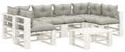 vidaXL 7-delige Loungeset met taupe kussens pallet hout