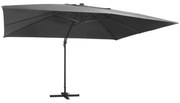 vidaXL Zweefparasol met LED-verlichting en paal 400x300 cm antraciet