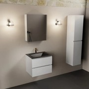 Mondiaz Aivy badmeubel 60cm talc met wastafel solid surface urban midden 1 kraangat en spiegelkast