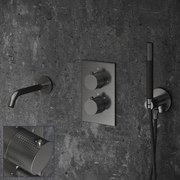 Saniclear Iron Curved inbouw badkraan verouderd ijzer - gunmetal