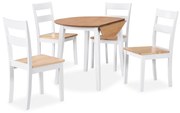 vidaXL Eetkamerset MDF en rubberwood wit 5-delig