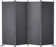 VEVOR 4-delige opvouwbare kamerverdeler 224 x 171 cm, vrijstaande privacyscherm kamerverdeler 55,8 x 30 x 171 cm scheidingswand privacyscherm voor kantoren, balkons, slaapkamers, enz. Donkergrijs
