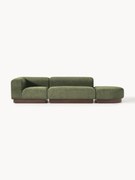 Modulaire chaise longue Natalie uit teddy-bouclé met poef (links/rechts)