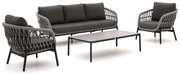 + 10% kassakorting | Stoel-bank loungeset Bellagio | 5 personen | Loungeset Grijs | Rope (touw) | Kees Smit Tuinmeubelen