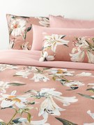 Katoensatijnen dekbedovertrek Flori met bloemenprint