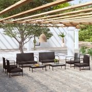 vidaXL 8-delige Loungeset met kussens poly rattan zwart