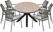 Garden Impressions Natas tuinset grijs 7-delig - Tulli tuintafel ovaal 220x115 cm