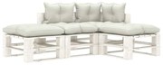 vidaXL 4-delige Loungeset met beige kussens pallet hout